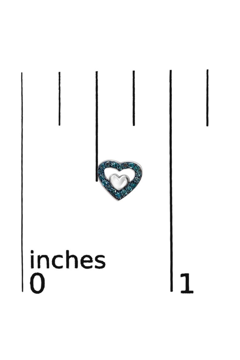 Silver 1/6 Cttw Diamond Open Double Heart Stud Earrings, Alternate, color, Blue Diamond