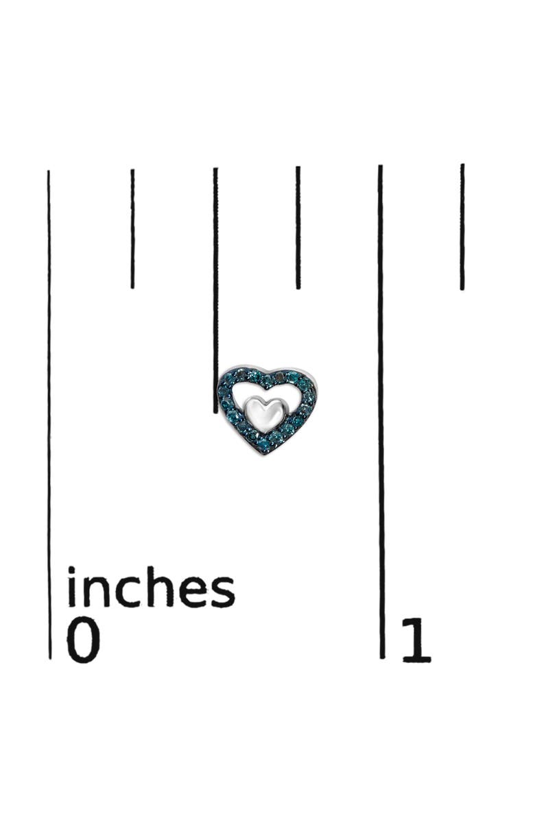 Haus of Brilliance Silver 1/6 Cttw Diamond Open Double Heart Stud Earrings, Alternate, color, Blue Diamond