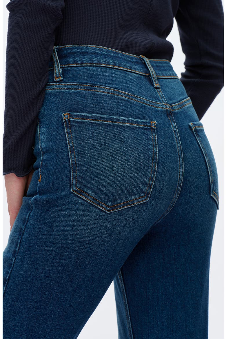 Lunna High Waist Fray Hem Bootcut Jeans, Alternate, color, DEEP SEA