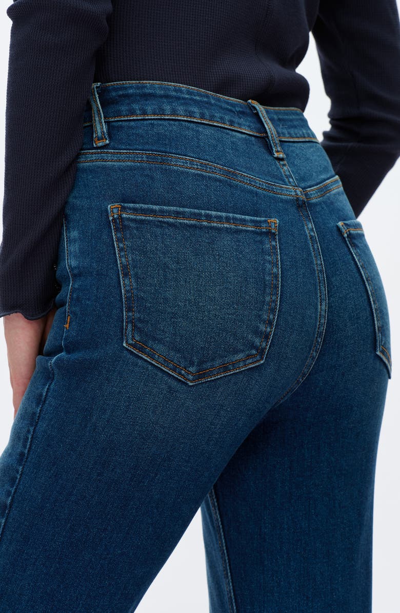 Bayeas Lunna High Waist Fray Hem Bootcut Jeans, Alternate, color, Deep Sea