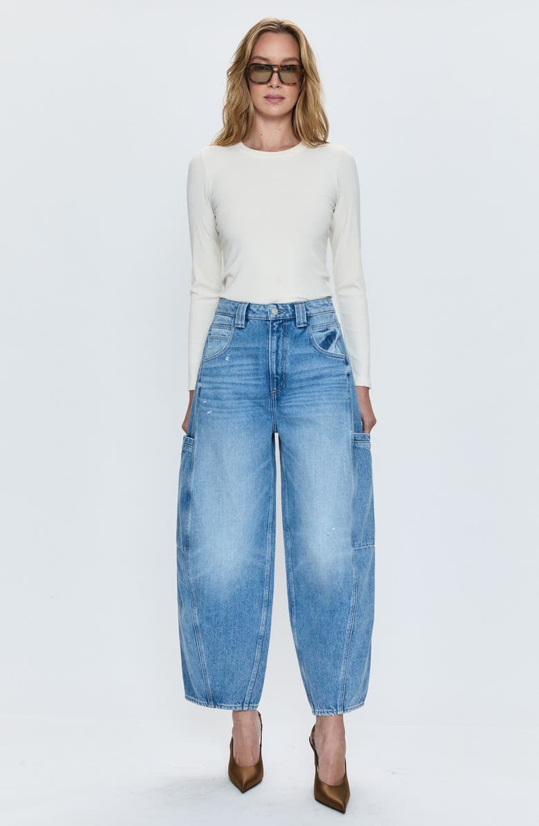 Pistola Gio High Waist Crop Barrel Leg Cargo Jeans, Alternate, color,