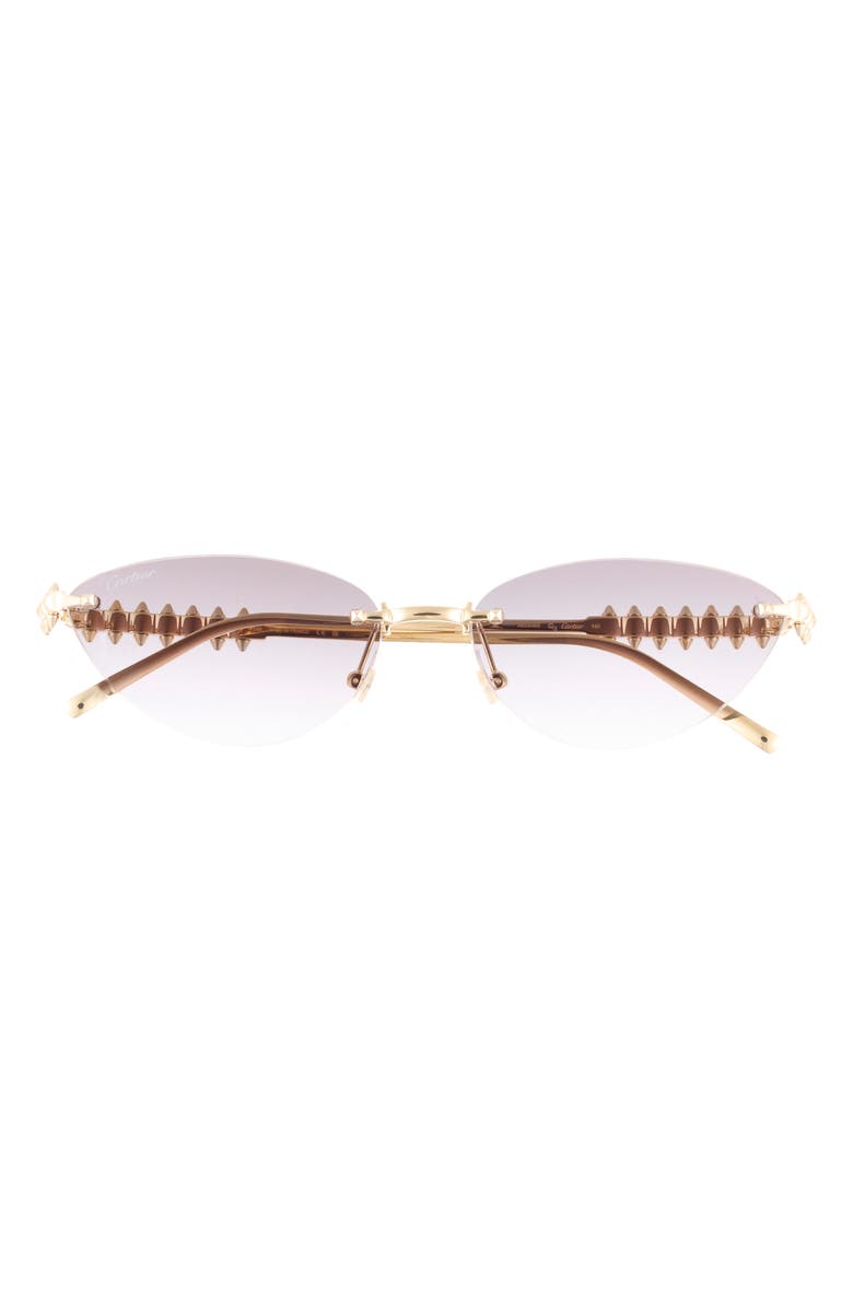Cartier 58mm Gradient Rimless Oval Sunglasses, Main, color, Gold