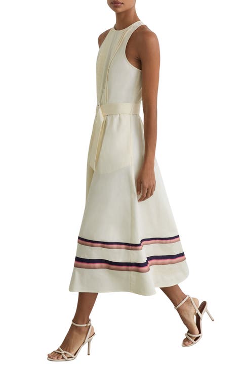 Sara Pleat Belted A-Line Dress