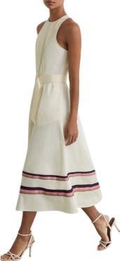 Reiss Sara Pleat Belted A-Line Dress