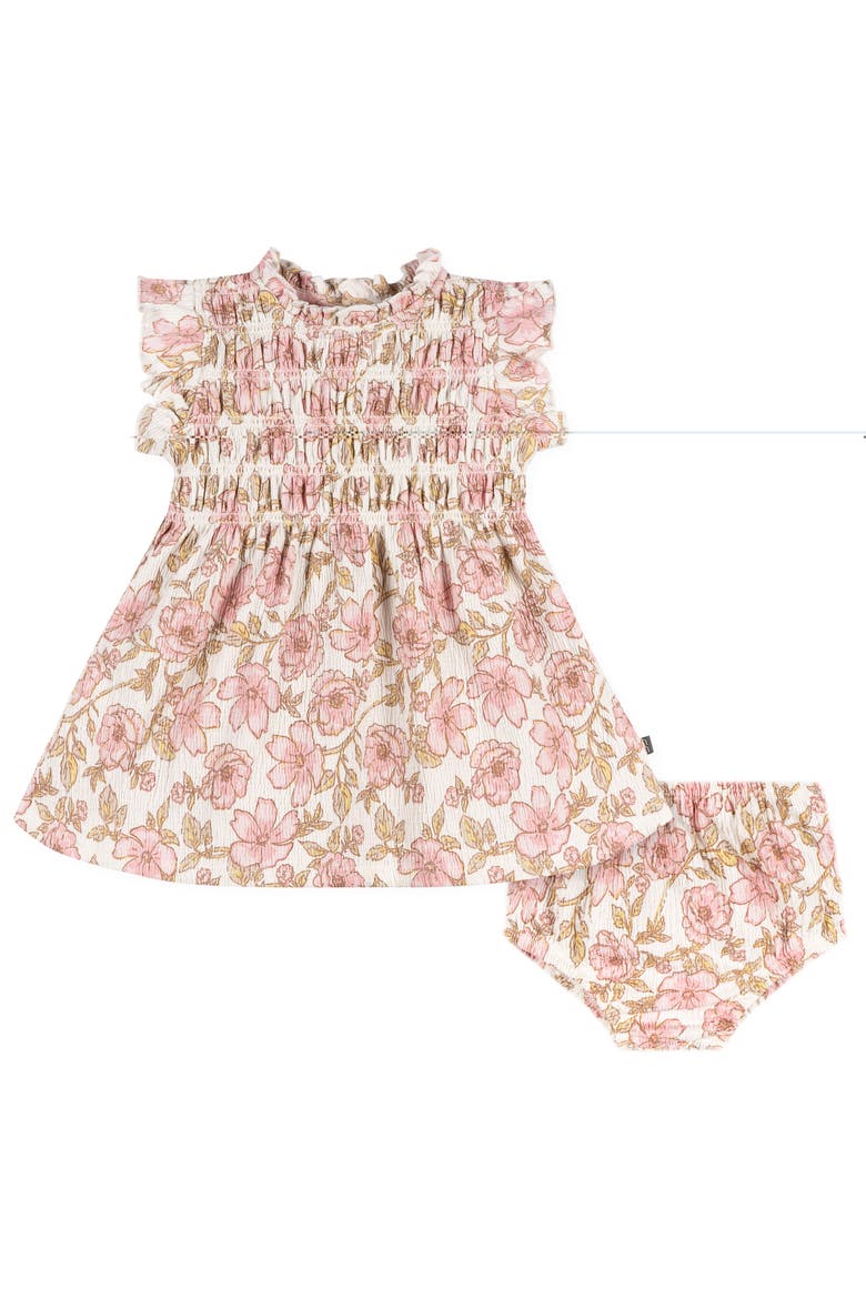 Smocked Dress and Diaper Cover Set, Main, color, Multi Flower