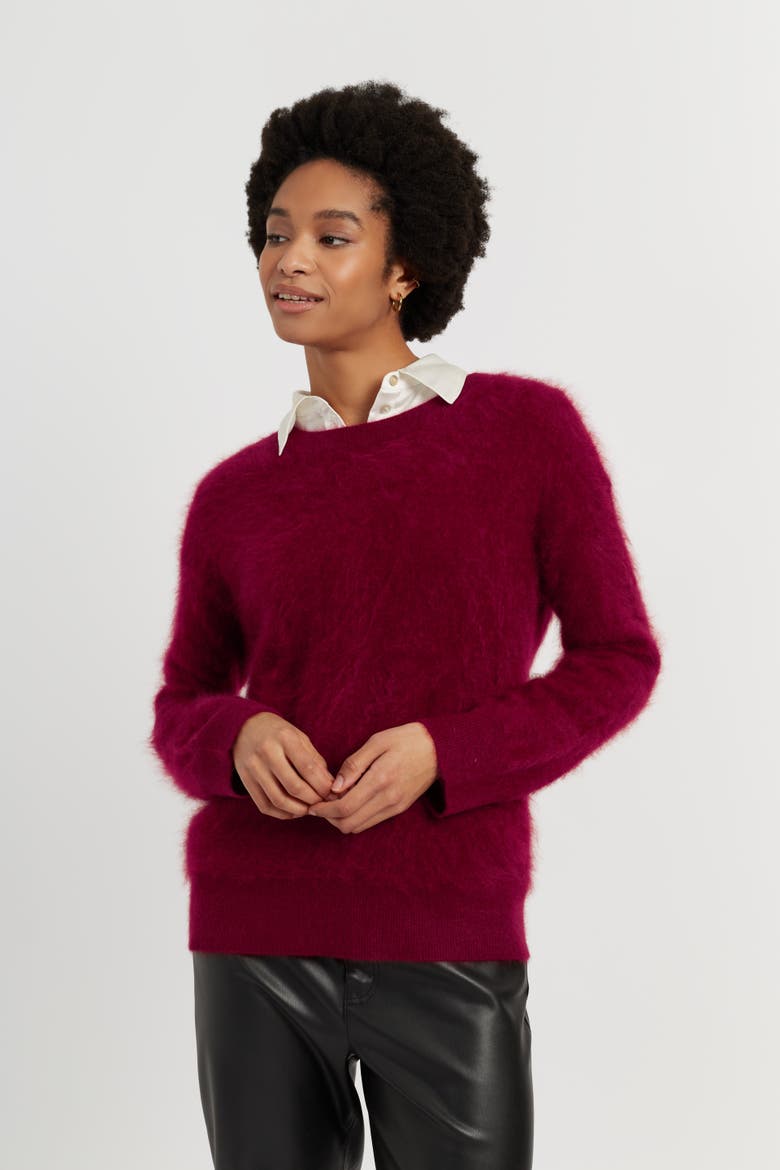 Brushed Cashmere Crew Neck Sweater, Alternate, color, Cherry