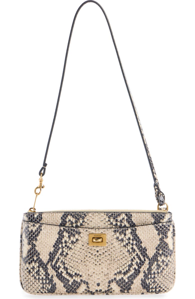 Balenciaga Rodeo Python Print Leather Bag, Main, color, 2417 Natural