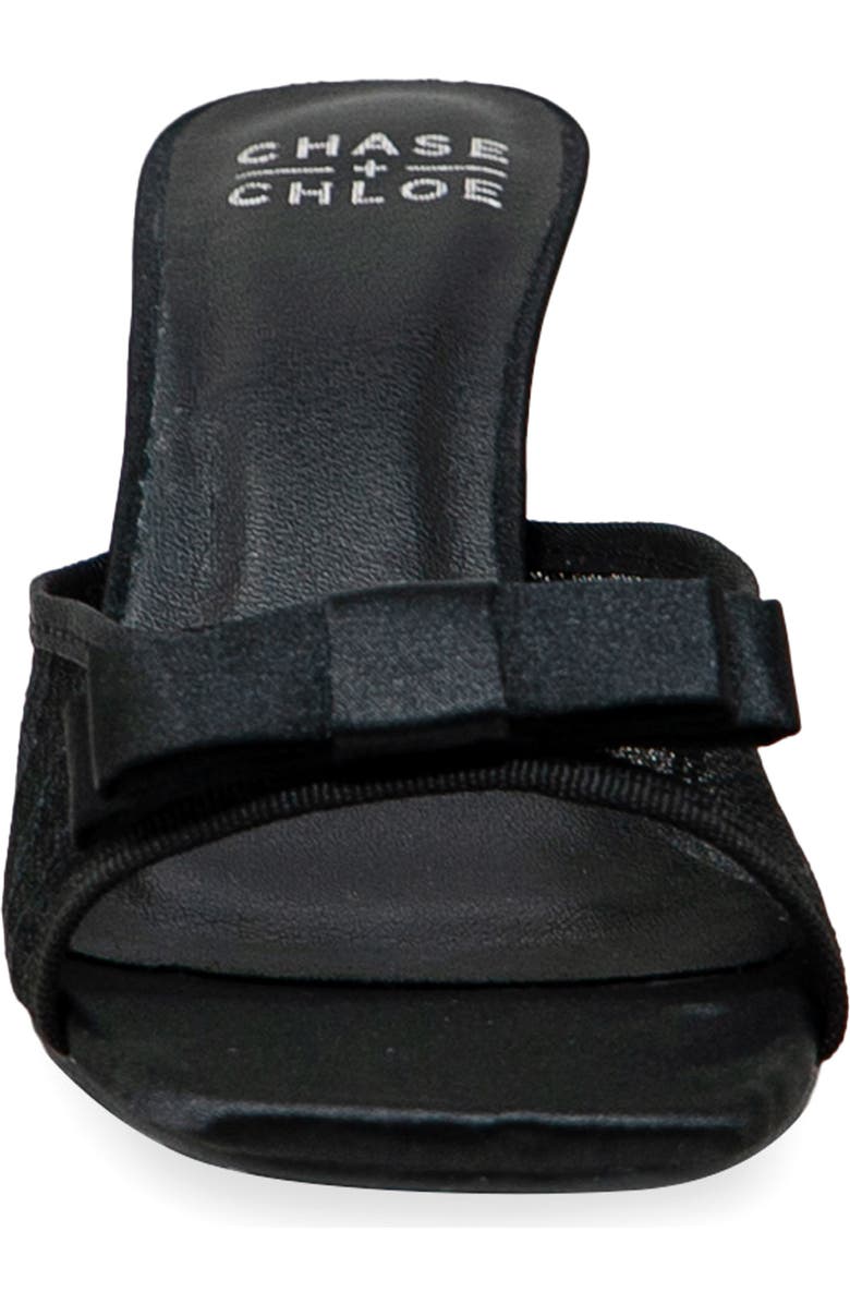 CHASE AND CHLOE Jabari Satin Bow Lace Sandal, Alternate, color, Black Satin