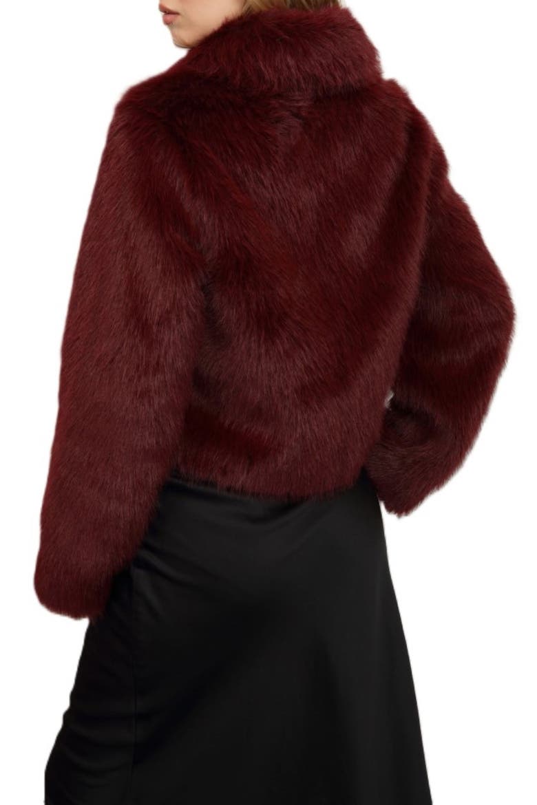 Faux Fur Shirt Jacket, Alternate, color, BURGUNDY