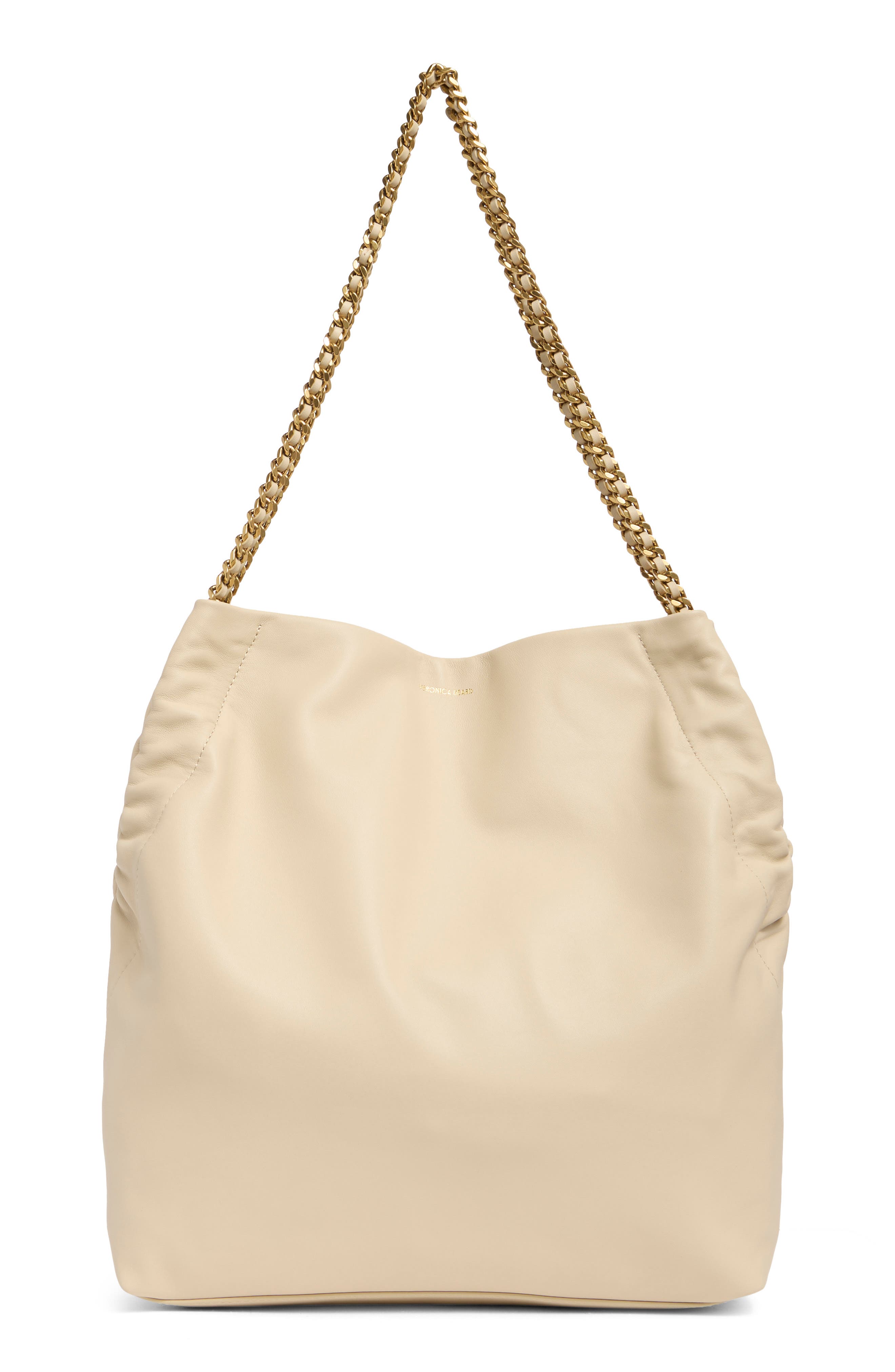 Veronica Beard Slouch Leather Shoulder Bag, Main, color, Ivory