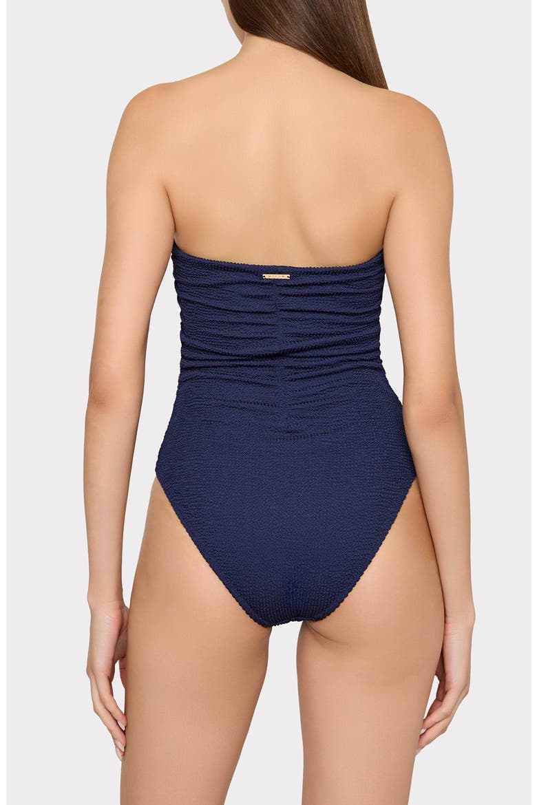 Textured Ruched One-Piece Swimsuit, Alternate, color, NAVY