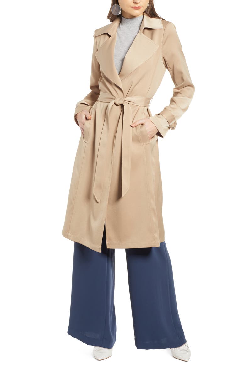 Pleat Back Trench Coat (Nordstrom Exclusive), Alternate, color, TAN