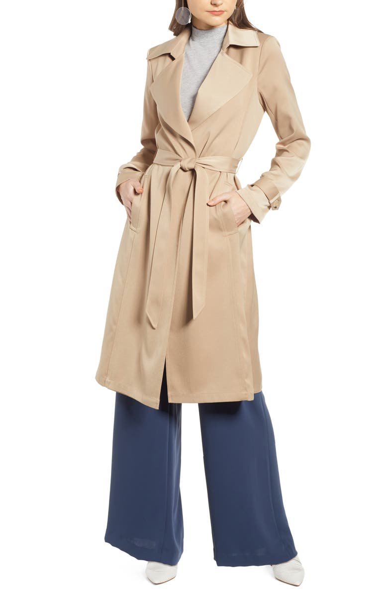 Something Navy Pleat Back Trench Coat, Alternate, color, 