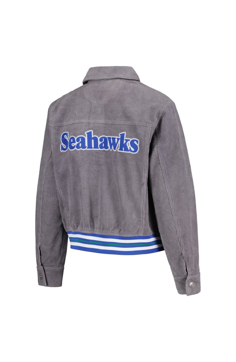 THE WILD COLLECTIVE Women's The Wild Collective Purple Seattle Seahawks Corduroy Button-Up Jacket, Alternate, color,