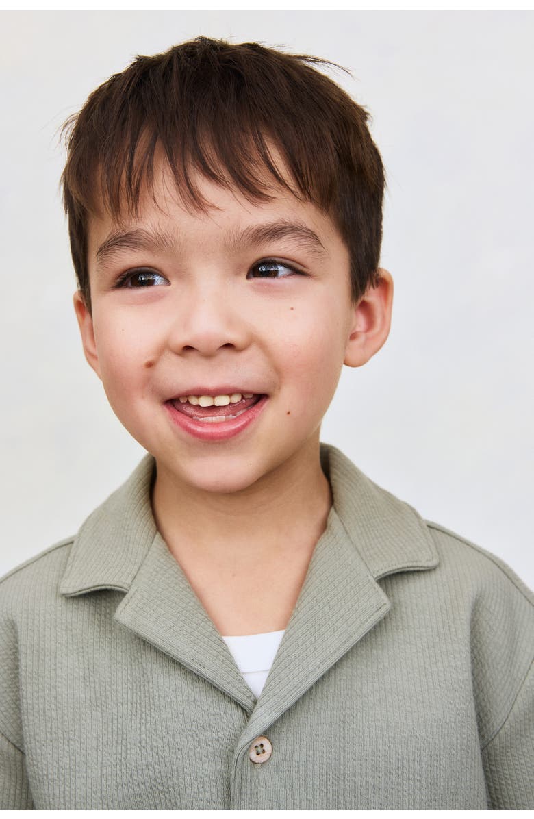 H&M 2-piece Textured Cotton Set, Alternate, color, Khaki Green