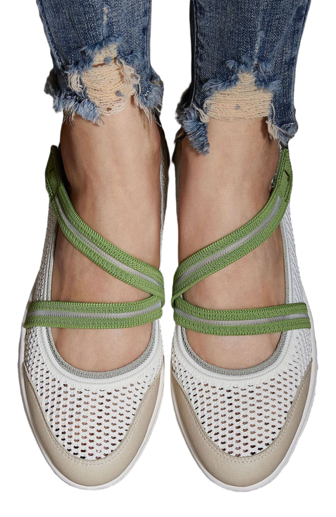 VIVAIA Round-Toe Mesh Mary-Jane Sneaker Flats, Alternate, color, Spot Natural Willow Green