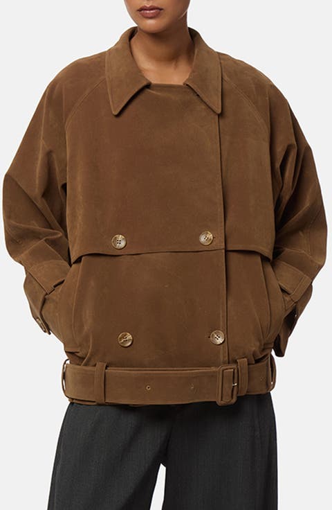 Gaia Faux Suede Short Trench Coat