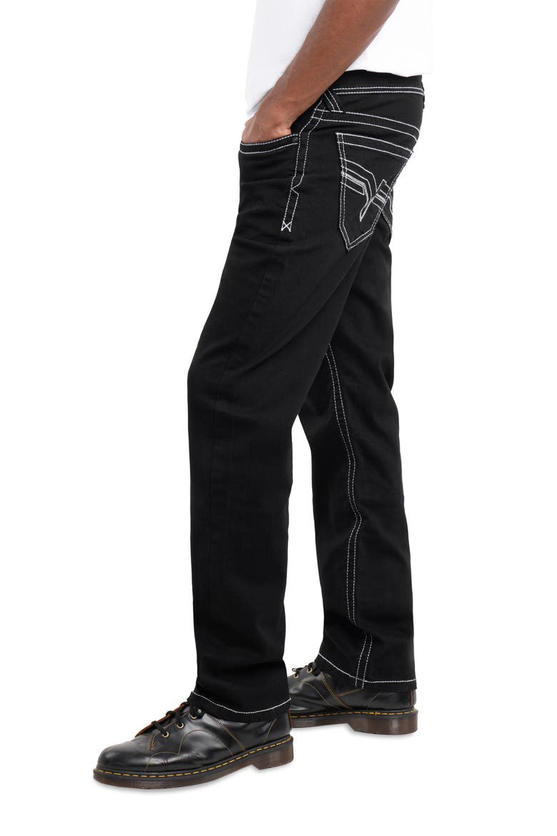 Saddle Stitch Relaxed Straight Leg Jeans, Alternate, color, BLACK