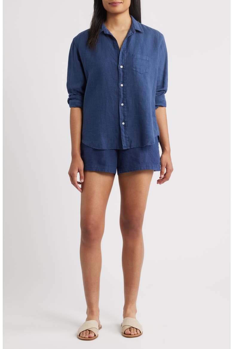 Getaway Linen Button-Up Shirt & Shorts Set, Main, color, NAVY