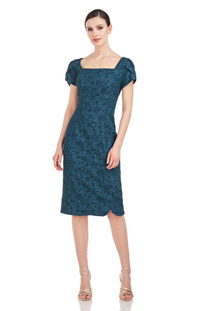 JS Collections Floral Jacquard Sheath Dress, Alternate, color,