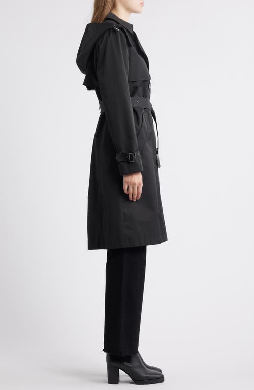 Michael Kors Water Resistant Hooded Trench Coat In Black