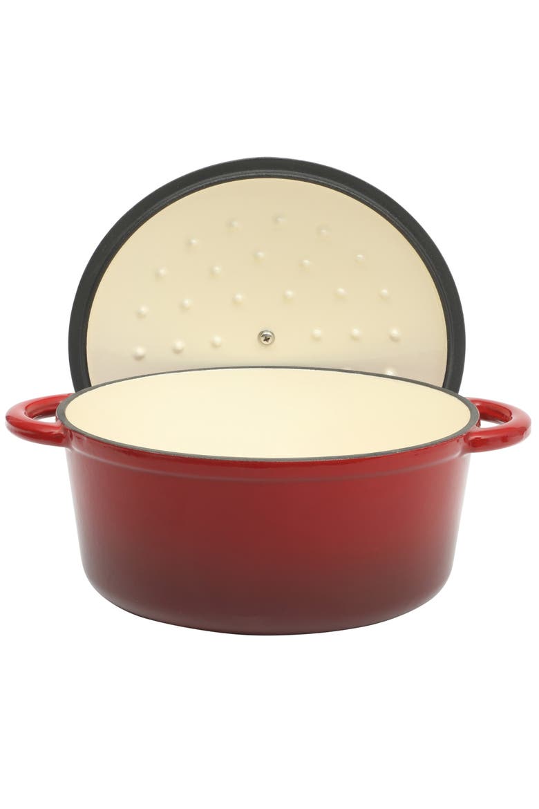 Addlestone 5 Quart Enameled Cast Iron Dutch Oven with Lid, Alternate, color, Red