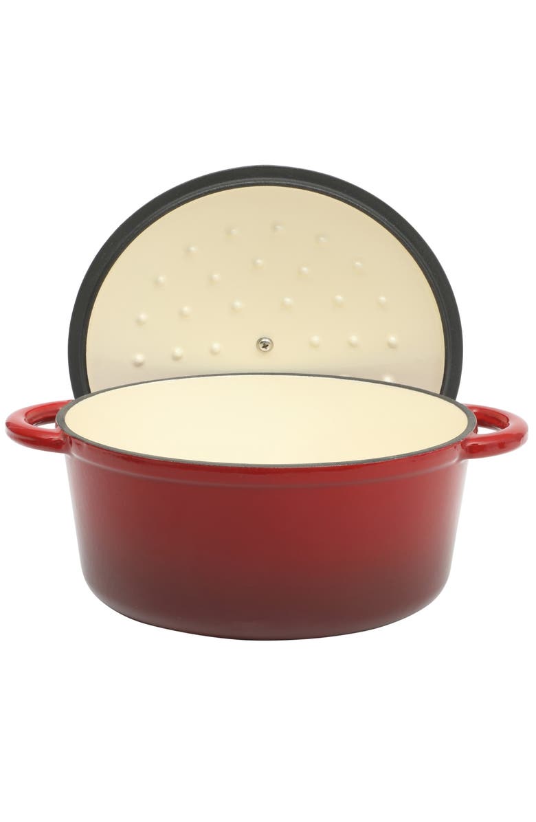 Gibson Home Addlestone 5 Quart Enameled Cast Iron Dutch Oven with Lid, Alternate, color, Red