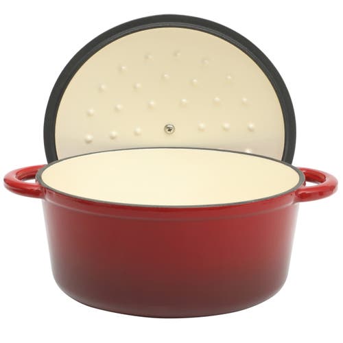 Gibson Home Addlestone 5 Quart Enameled Cast Iron Dutch Oven With Lid In Red