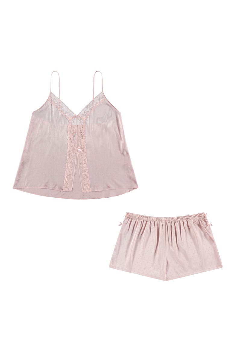 Tiana Swiss Dot Satin Short Pajamas, Alternate, color, LIGHT PINK