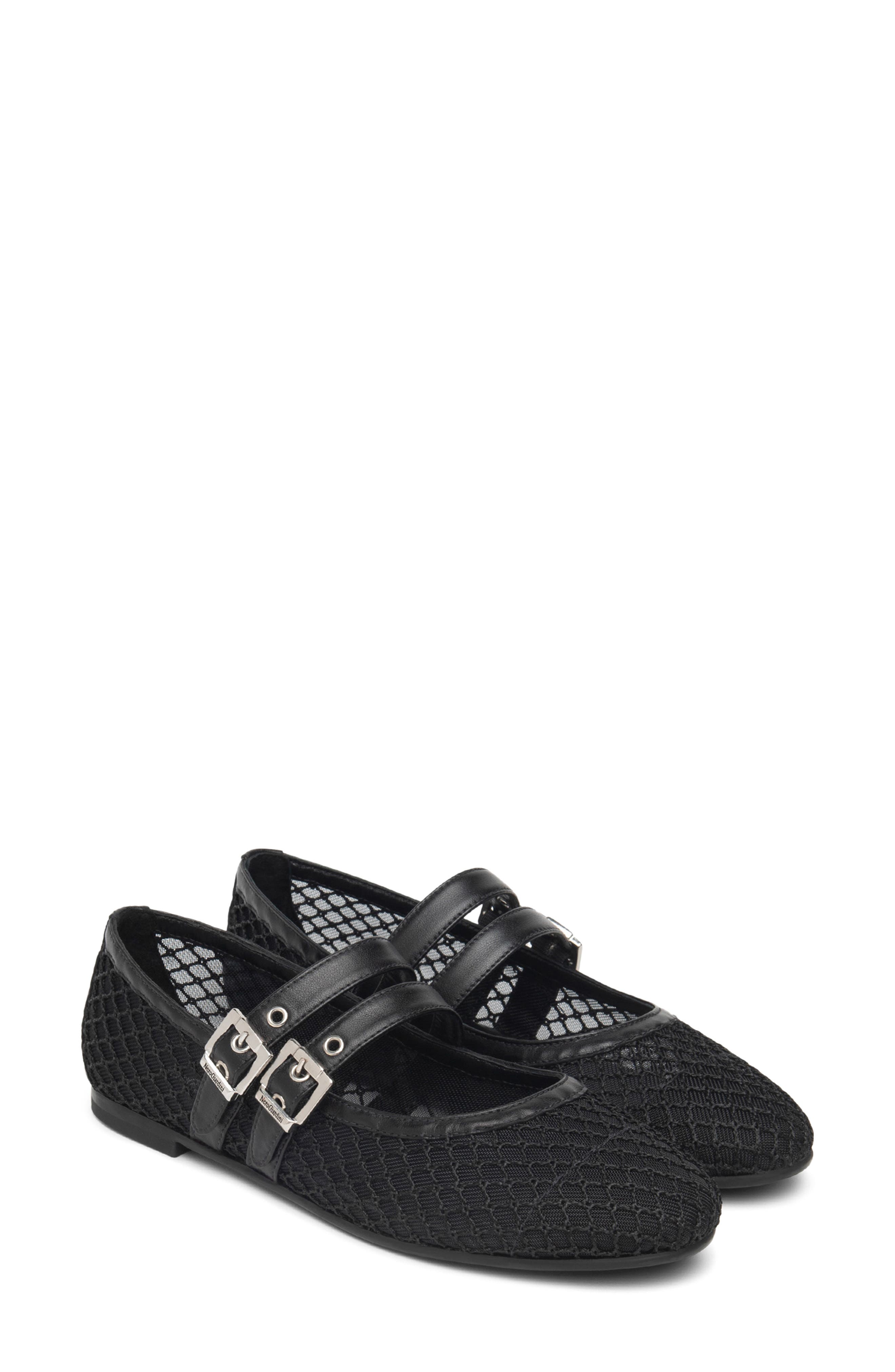NeroGiardini Mesh Ballet Flat, Main, color, Black