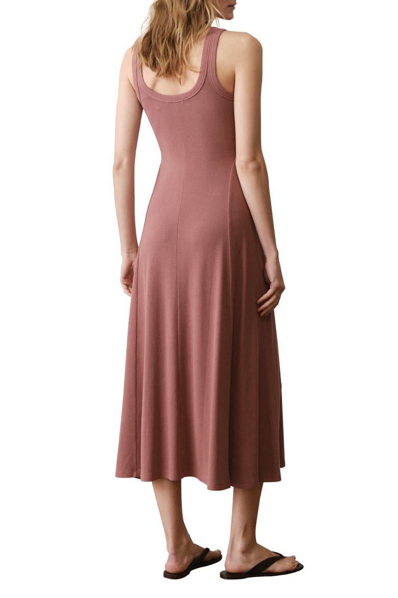 Lexi Rib Sleeveless Fit & Flare Midi Dress, Alternate, color, CLAY