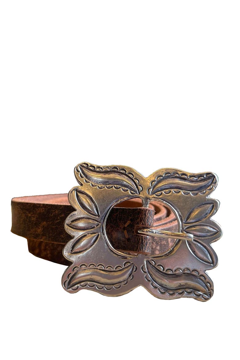 Butterfly Leather Belt, Main, color, BROWN