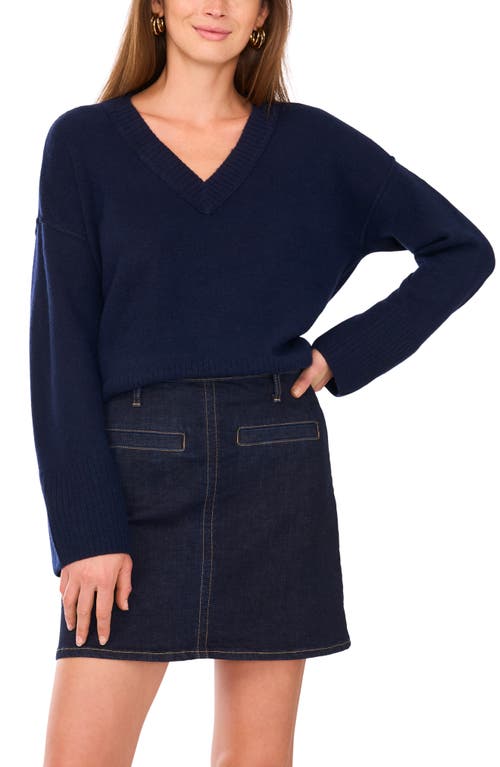 Vince Camuto High-low V-neck Sweater In Blue