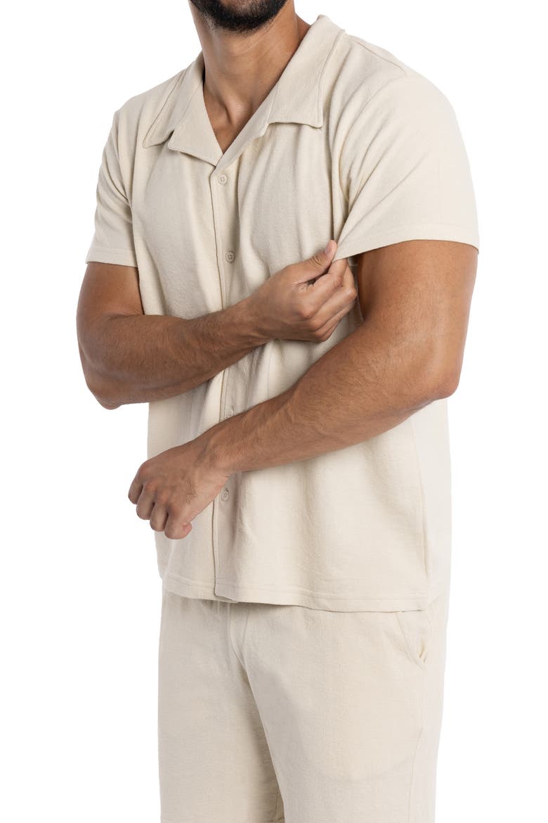 Relaxed Cotton & Hemp Button-Down Polo, Alternate, color, STONE