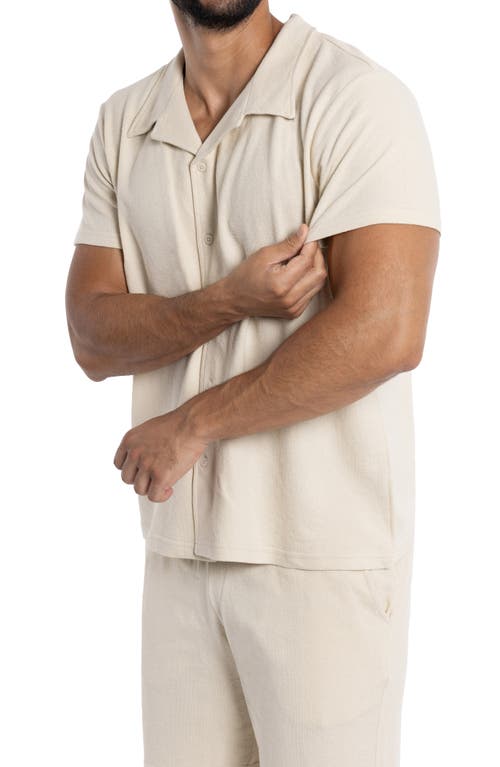 Shop Spring + Mercer Relaxed Cotton & Hemp Button-down Polo In Stone