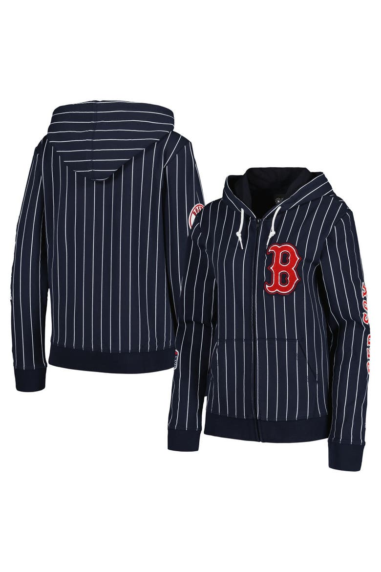 Women's New Era Navy Boston Red Sox Pinstripe Tri-Blend Full-Zip Jacket, Alternate, color, Navy