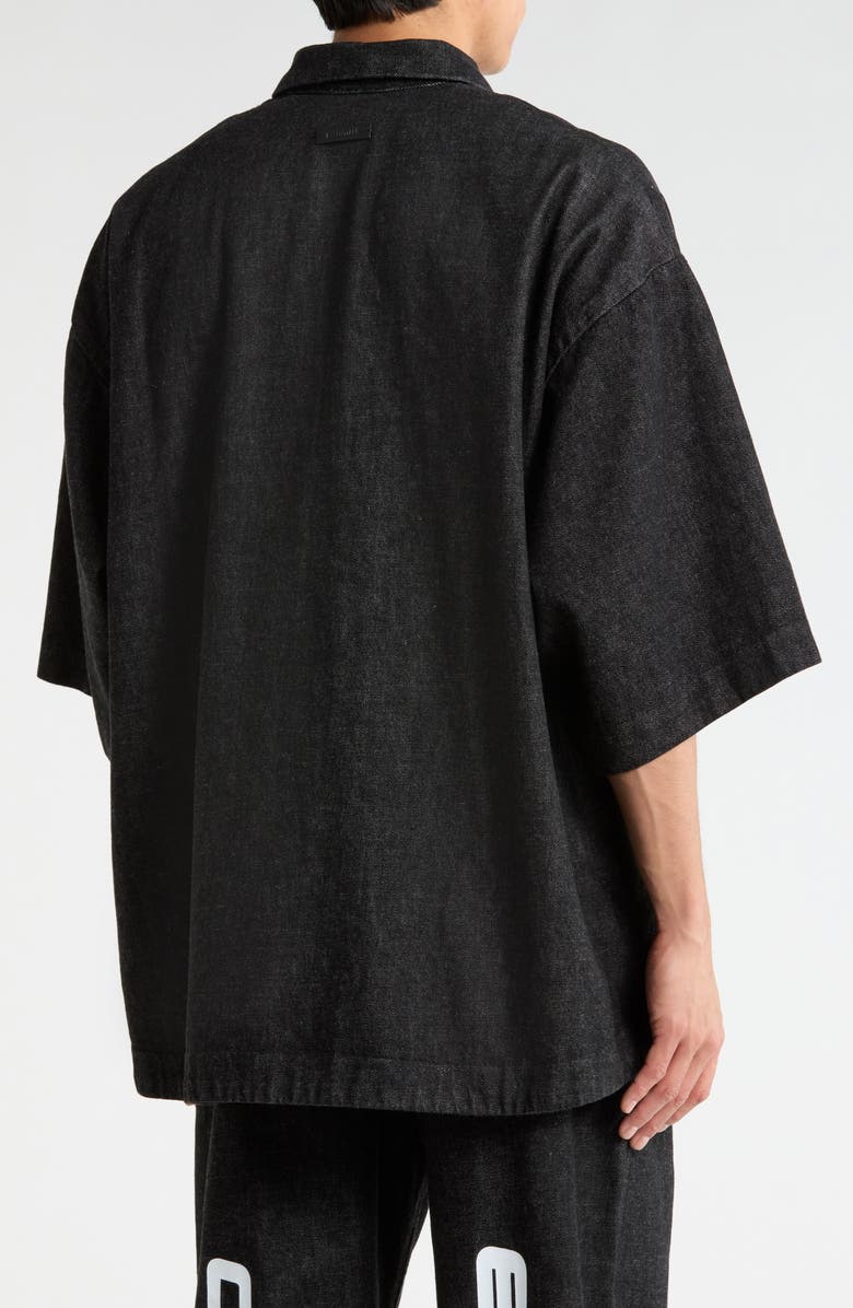 Fear of God Essentials Denim Zip Work Shirt, Alternate, color, Vintage Black