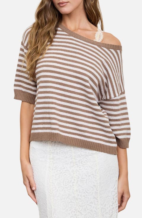 Stripe Short Sleeve Sweater