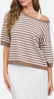 Blu Pepper Stripe Short Sleeve Sweater