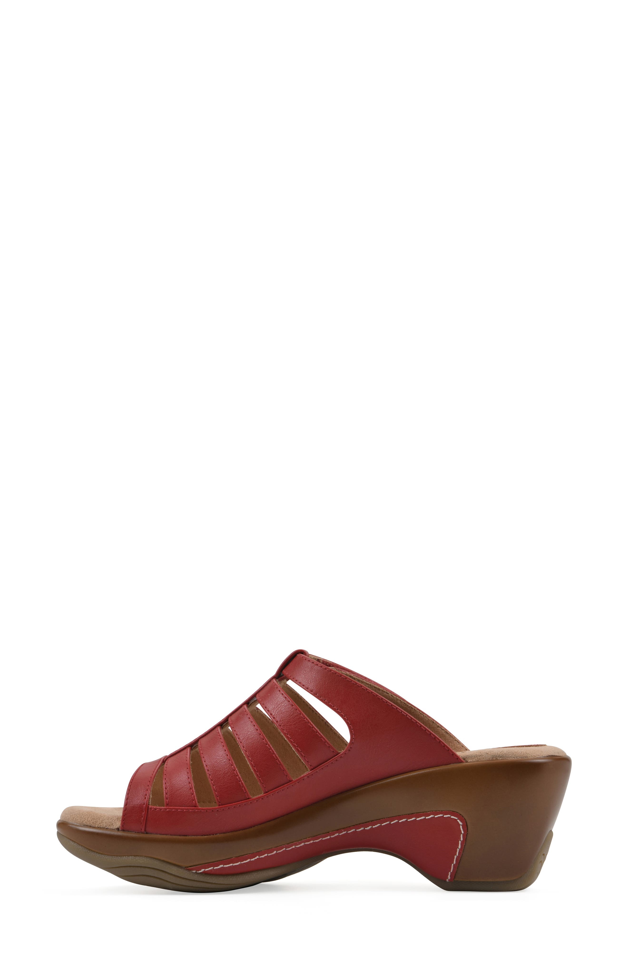 Valencia Wedge Sandal, Alternate, color, RED BURNISHED SMOOTH