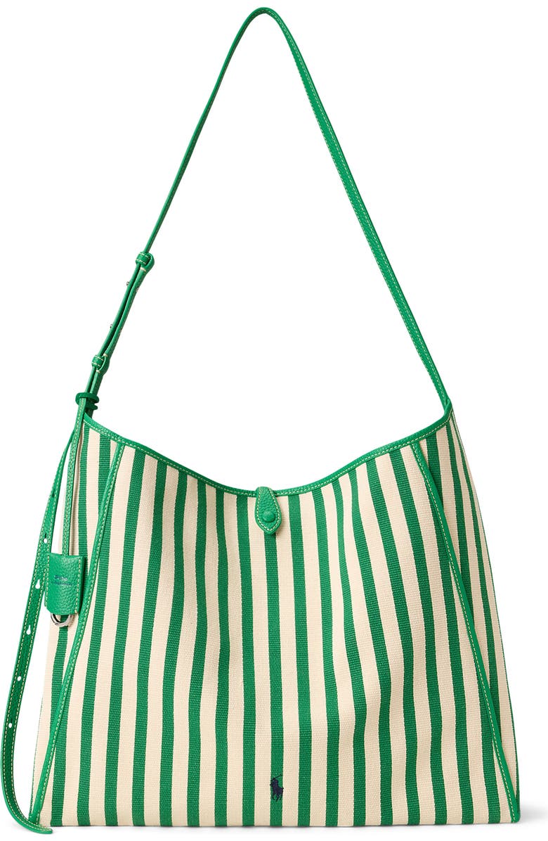 Polo Ralph Lauren Polo Play Stripe Canvas Messenger Bag, Main, color, Paper/ Parrot