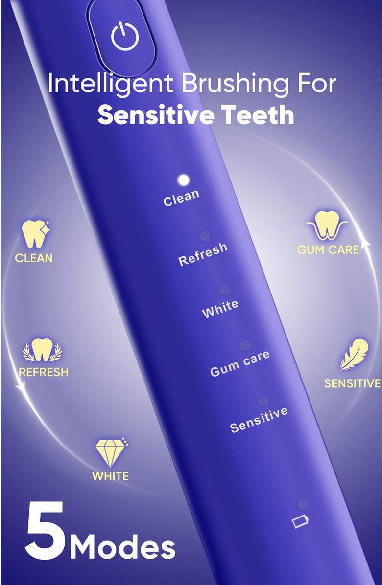 MySmile Essential DY156 Electric Toothbrush + PAP Teeth Whitening Powder Bundle, Alternate, color, Indigo Blue