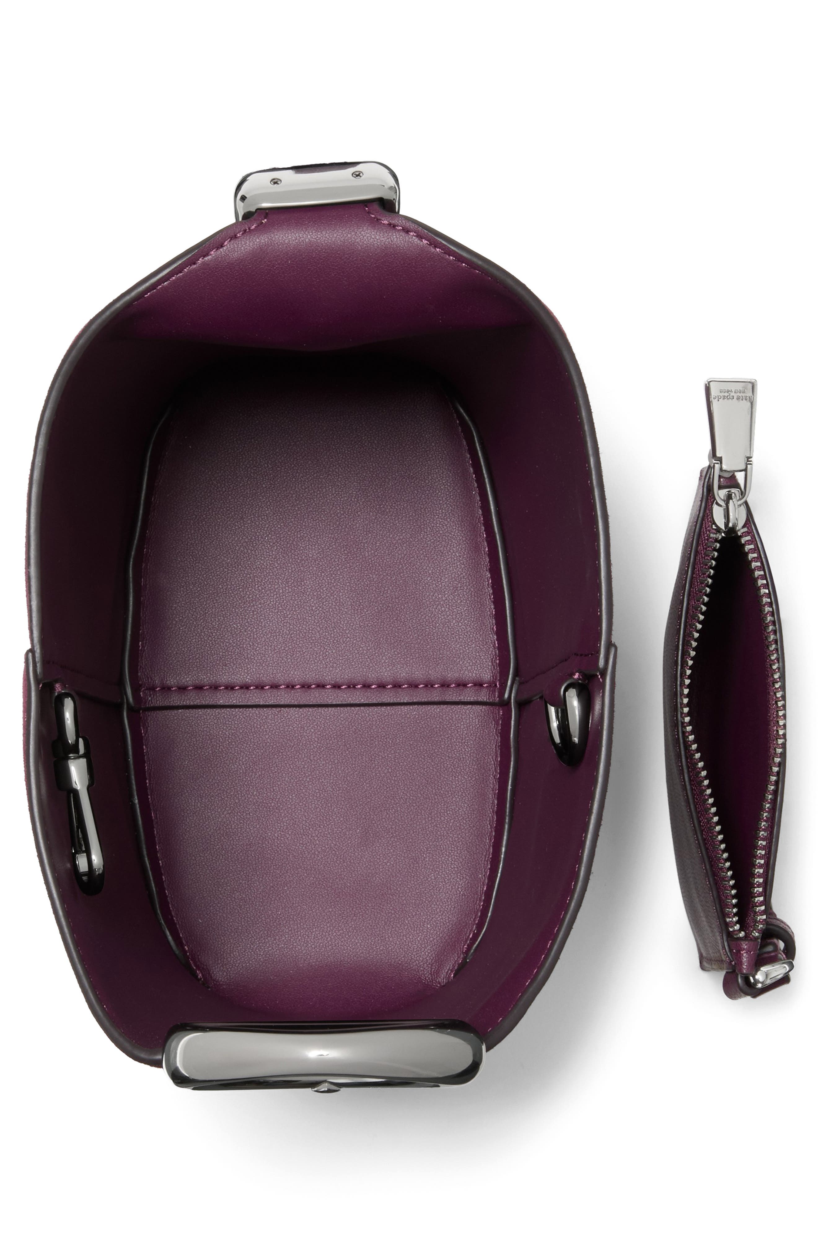 mini halo suede bucket bag, Alternate, color, PURPLE AGATE