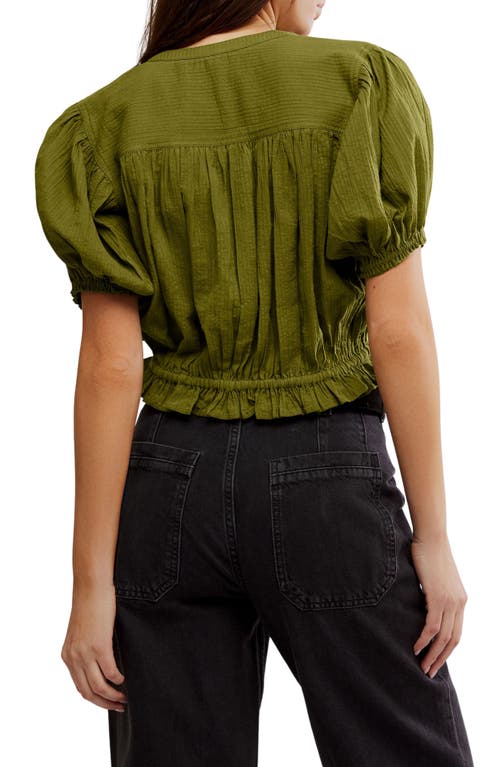 Free People Little Cloud Button-up Crop Top In Green