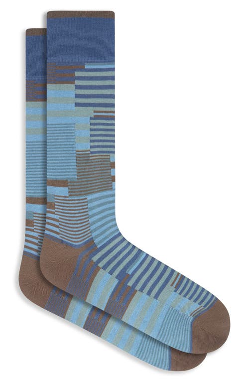 Bugatchi Geo Pattern Mercerized Cotton Blend Dress Socks In Blue