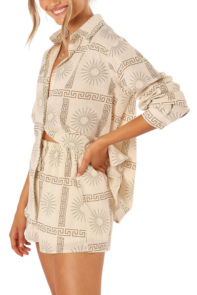 Penny Geo Print Top & Shorts, Alternate, color, BEIGE PRINT