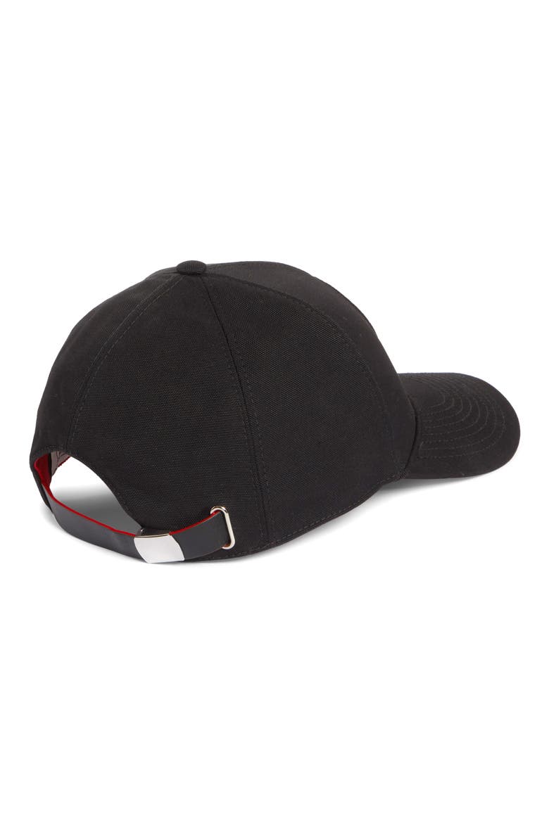 Mooncrest Embroidered Monogram Cotton Canvas Baseball Cap, Alternate, color, BLACK/ SILVER