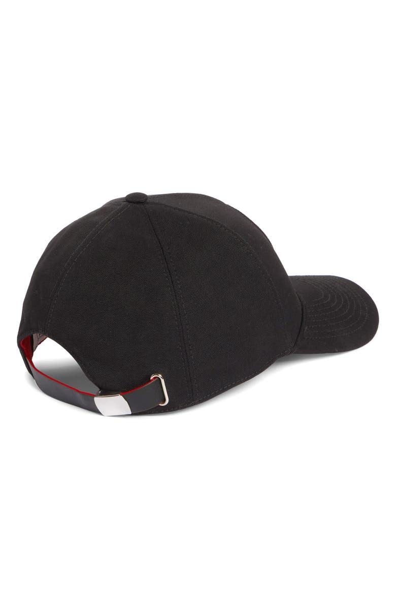 Christian Louboutin Mooncrest Embroidered Monogram Cotton Canvas Baseball Cap, Alternate, color, 