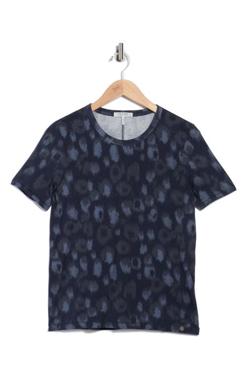 Rag & Bone Leopard Print Jersey T-shirt In Blue
