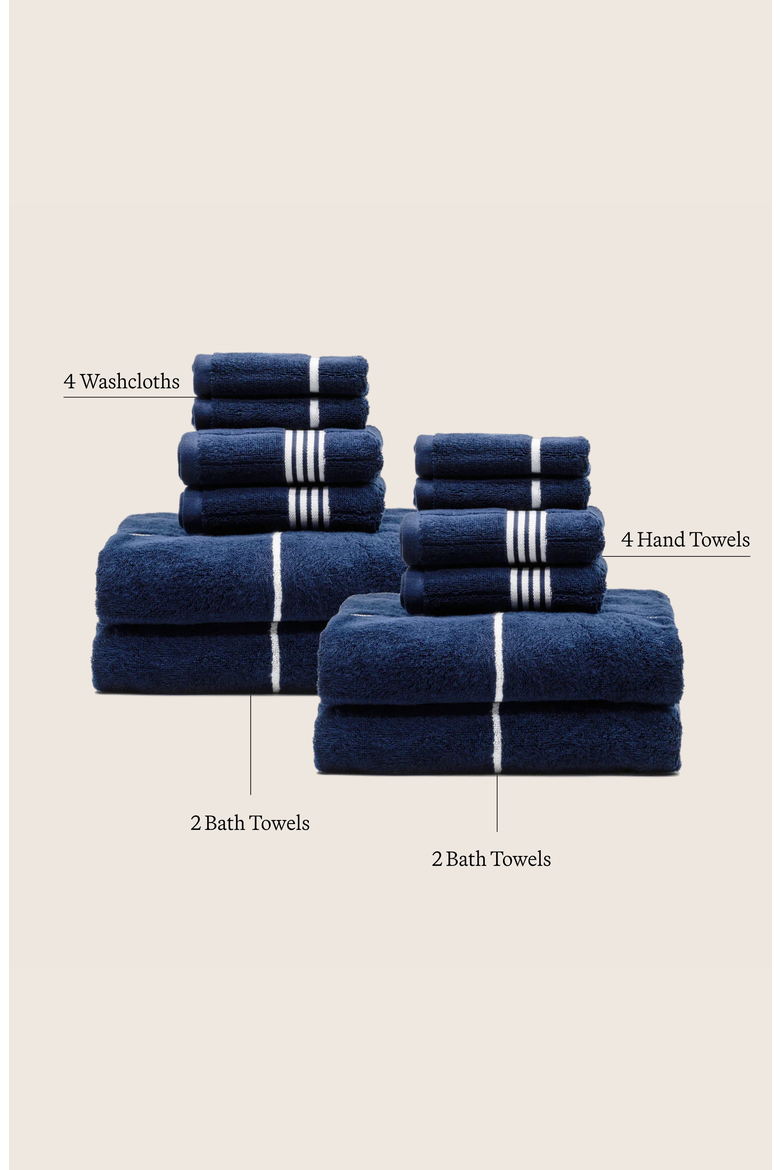 Miramar 12-Piece Bath Towel Family Set, Alternate, color, Navy / White